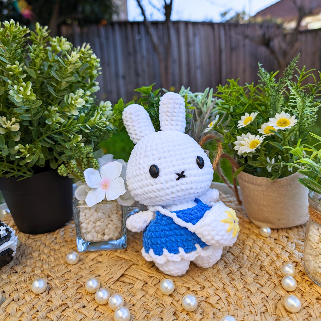 Miffyi Blue Dress with Daisy Bag Crocheted Plush, Little Bunny, Stuffed Animal, Handmade Plushie, Cute Animal, Handmade Toy, Amigurumi | MakerPlace by Michaels Miffyi Blue Dress with Daisy Bag Crocheted Plush, Little Bunny, Stuffed Animal, Handmade Plushie, Cute Animal, Handmade Toy, Amigurumi | MakerPlace by Michaels